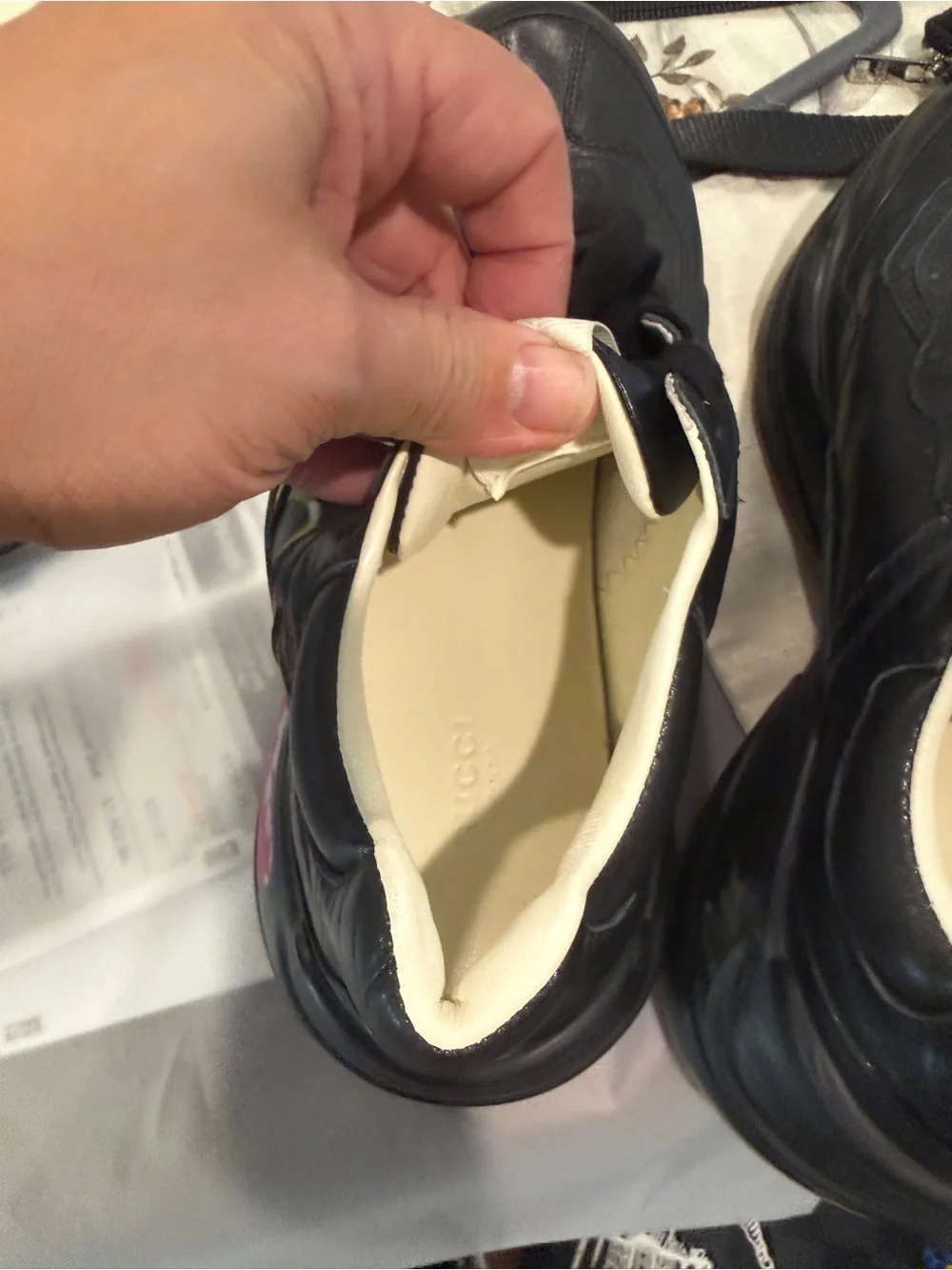 Gucci Black Leather Sneakers with Cream Lining
